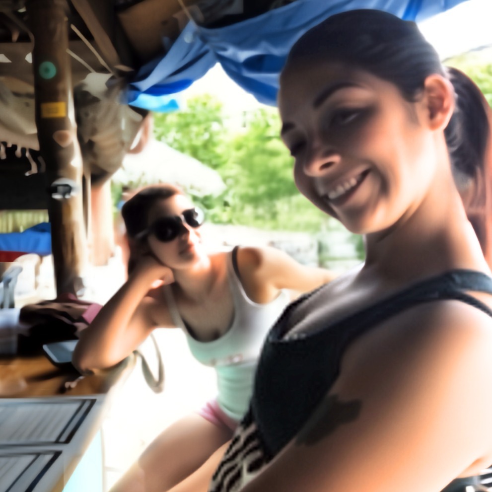Members of our team at a beach bar in Jamaica